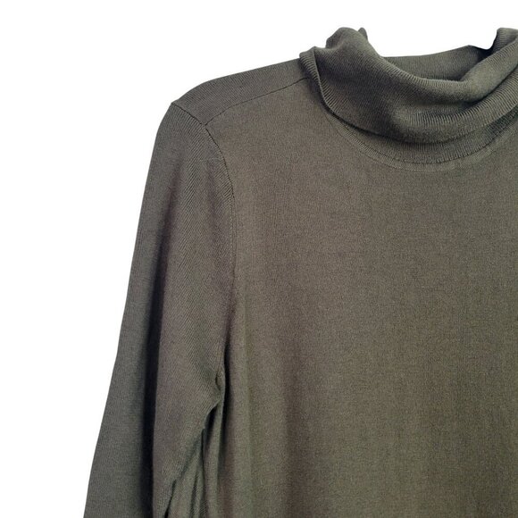 Chico's Women's Cashmere Blend Turtleneck Asymmetrical Green Sweater Size M (1) - Picture 2 of 12